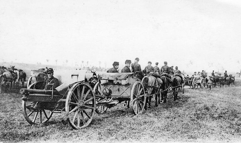 75mm TR gun battery on the move 75mm TR gun battery on the move